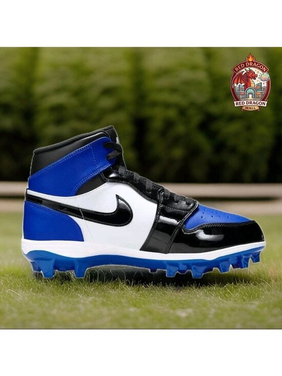 Nike Air Jordan 1 Mid TD Game Royal Black Football Cleats FJ6805-401 - Mens 10.5 main image 9